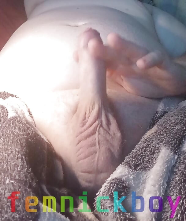 Laying in my bed, jerking my uncut cock and cumming