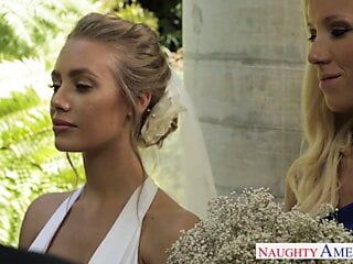 Sexy blonde bride Nicole Aniston fucking
