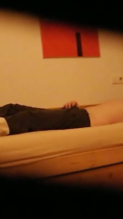 Captivating moment from "Guest room nannycam catches full big dick jerk session"