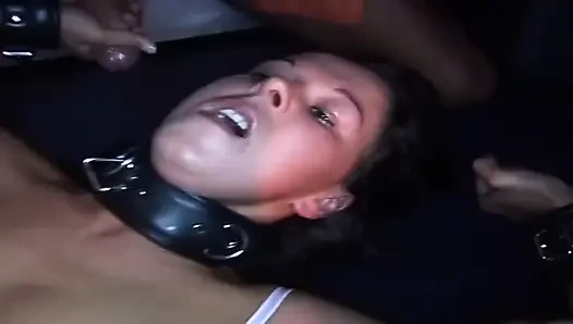 Bound Brunette Babe Deepthroats Throbbing Cock in Sloppy Bondage Fuck