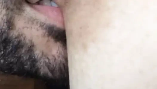 Arab guy gently sucks and bites my big sagging tits until my puffy nipples