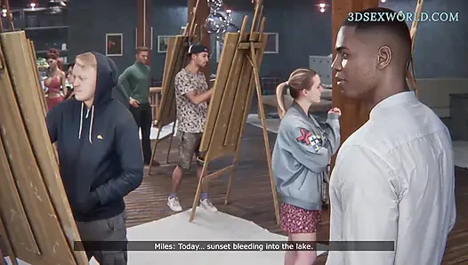 Извращенная жена изменяет с инструктором с большим черным членом (реалистичная 3D секс-игра)