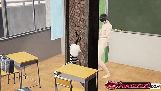 College Nadine 3D Animation - Handjob on Big Dick, Sloppy Blowjob Classroom Action with Moans, Glory Hole Cum Swallowing