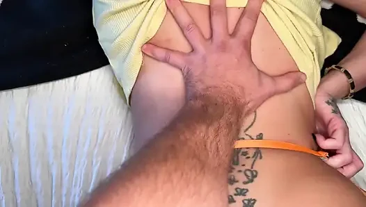 Walking Into the Wrong Room Ends in Draining My Balls on Her Big Tits