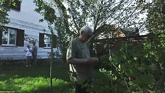 a horny voyeur grandpa licking my wife