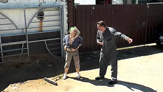 Cute blonde with big ass gets fucked in her hairy pussy