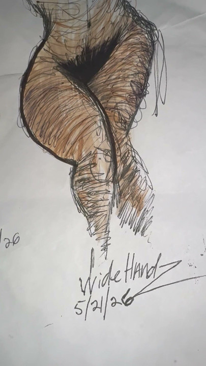 This was a WideHandz test dummy.  This is a copy of the original drawing, it is colored with a couple of color pencils.