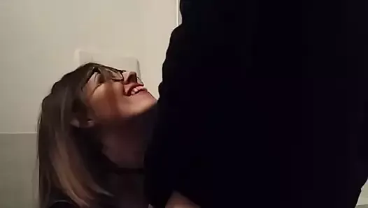 Office bathroom blowjob