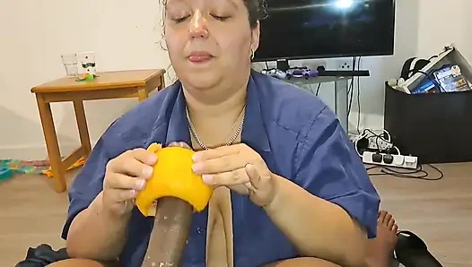 Wild English Bbw BBC Nata4sex Amazing Fruit Sex Multiple Orgasm Cumshot