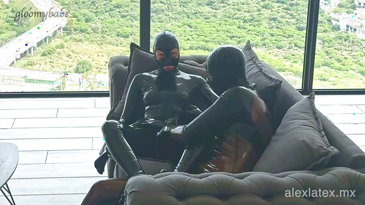 Horny in Latex Enjoying the View, T1 Sofa Pussy Eating and Blowjob - Alex Latex