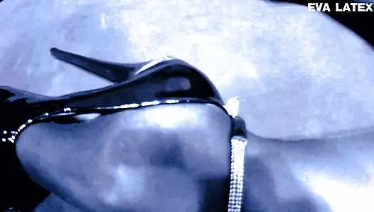 Eva latex purple fetish Milf kink bdsm high heels footfetish