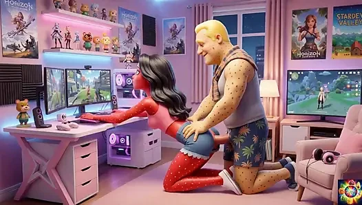 Gamer room spät in die nacht, romantik - AI Hentai ASmR