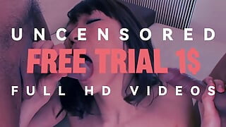 Naughty Japanese babe skillfully satisfies stiff with both mouth and pussy .
