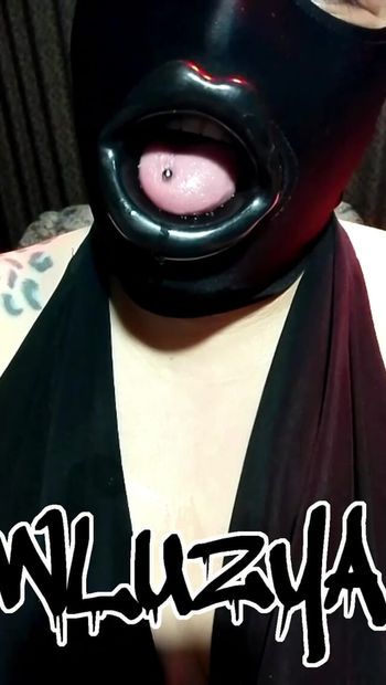 sexy bbw with mask and plastic lips