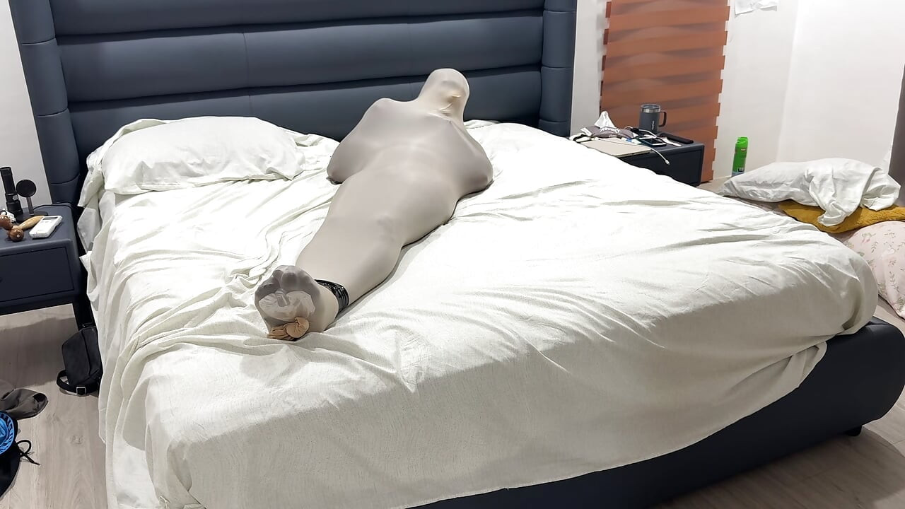 Mummified in Pantyhose Cocoon Vulnerable Encased Inside Nylon