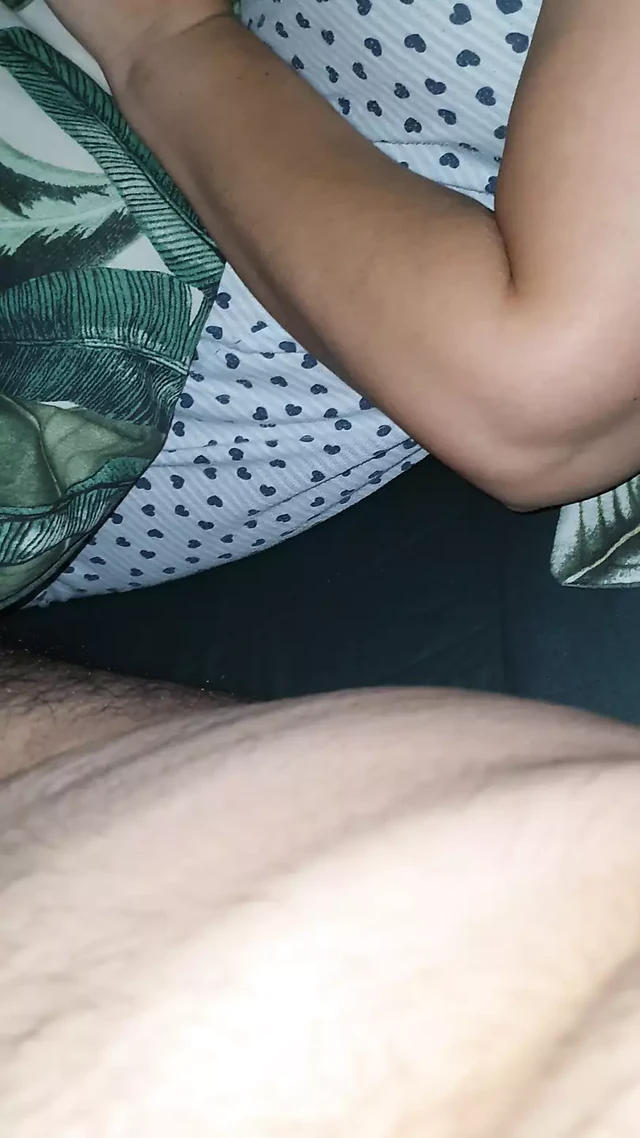 Step mom in bed with naked step son gives him a handjob