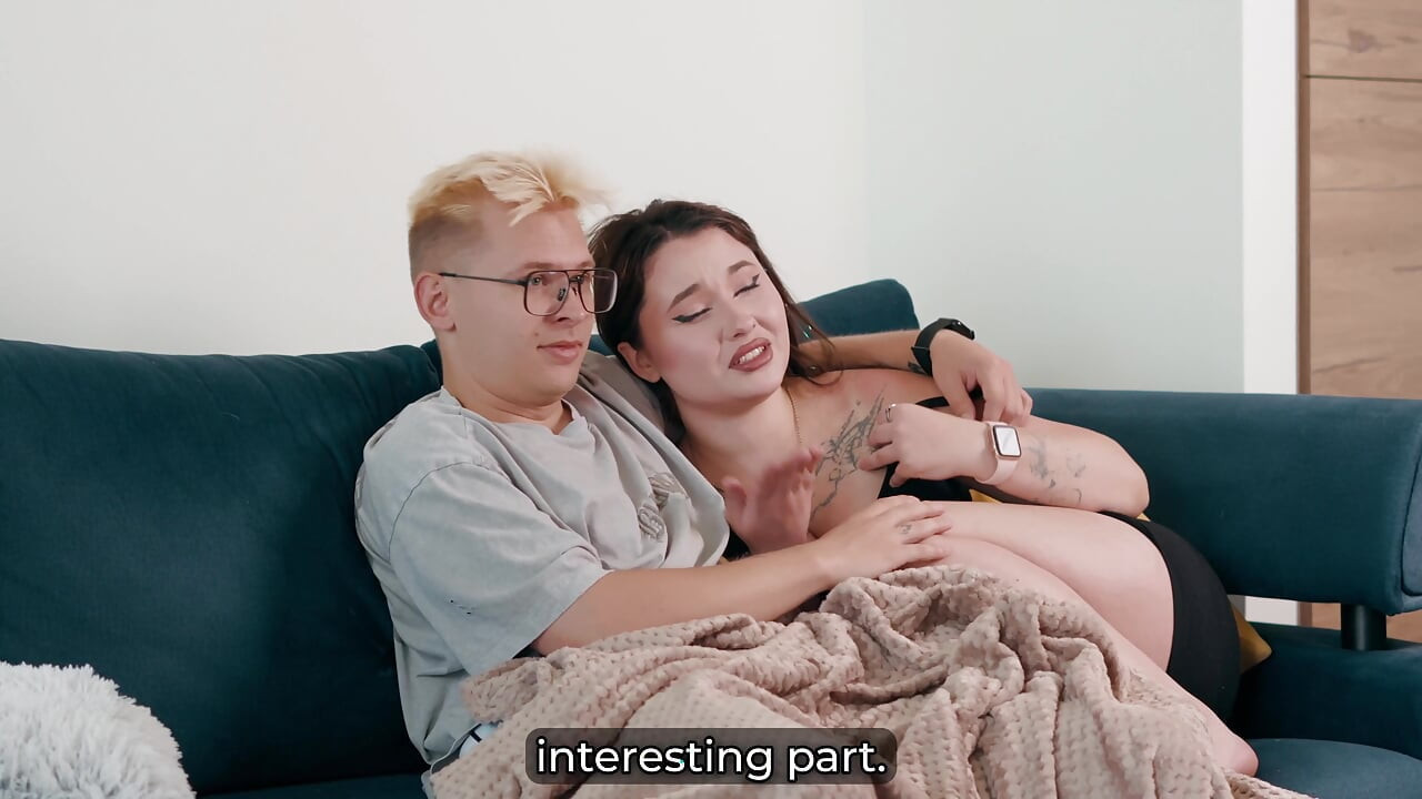 Step Sis Gives Her Step Brother a Secret Blowjob Under the Blanket While His Girlfriend Watches the Movie
