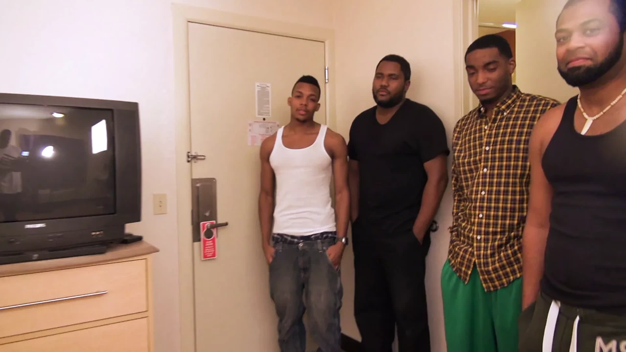Hotel Gangbang with Chubby Lady and four Dicks