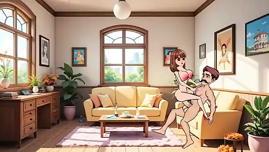 24 Year Old Girl Gets Hard Fucked by 36 Year Old Man in Living Room - Cartoon Animation