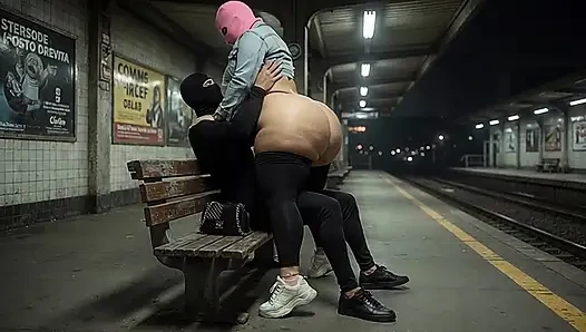 "Masked Stranger Grabs Thick BBW Ass at Empty Train Station"