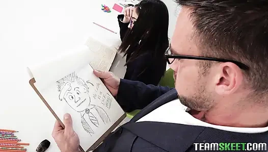 Gadis remaja nakal dicambuk sama guru kontol besar di kantornya