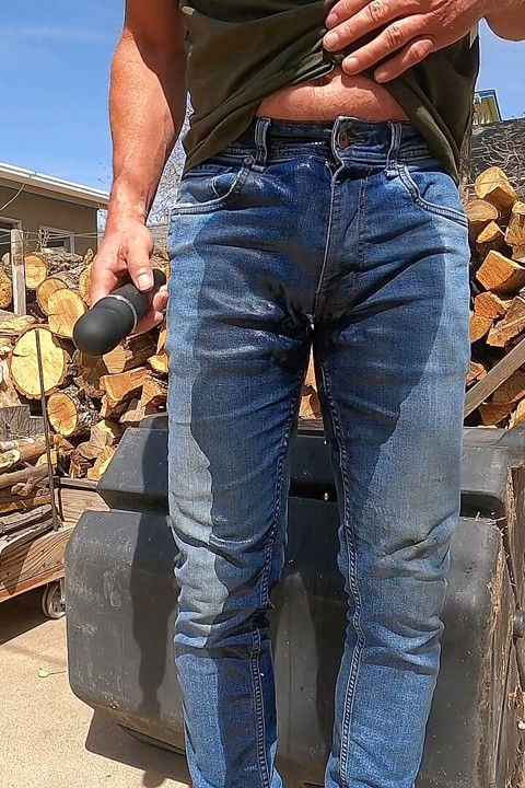 Wetting My Jeans and Teasing My Cock with Vibrators