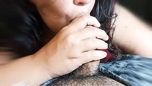 How delicious and fun it is to play with my mouth and the skin of my stepbrother's penis