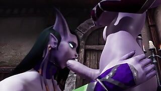 Draenei Futa Dickgirl recebe um boquete de uma dickgirl - paródia pornô de Warcraft