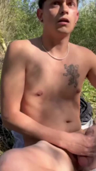 Young twink got horney in the woods | Clip 2
