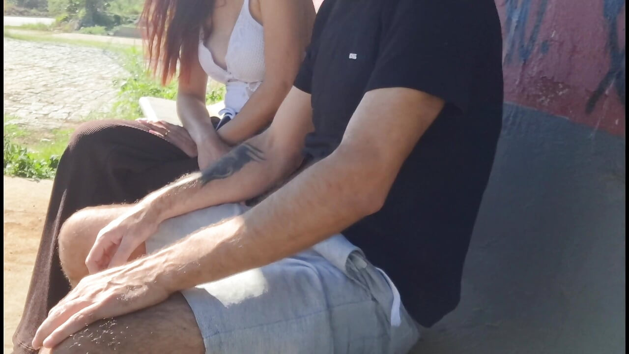 Risky Masturbation with a Stranger at a Bus Stop!