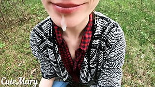 FIRST TIME OUTDOOR BLOWJOB AND SWALLOW - OUTDOOR RECREATION