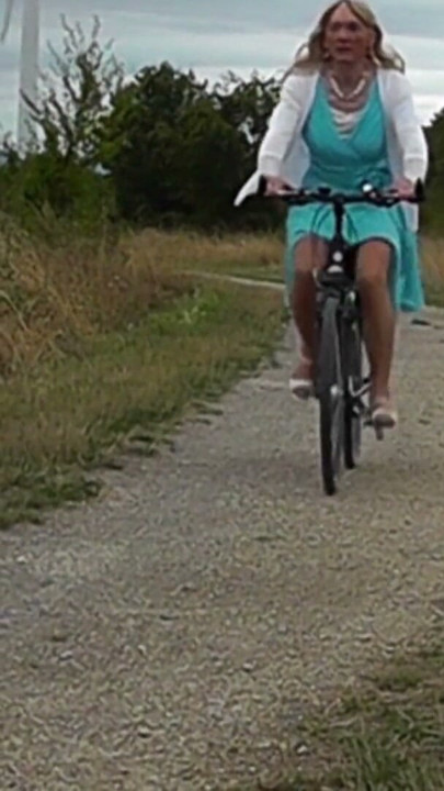 Daring Biking In Silk Underwear And Shiny Nylon Stockings | Clip 1