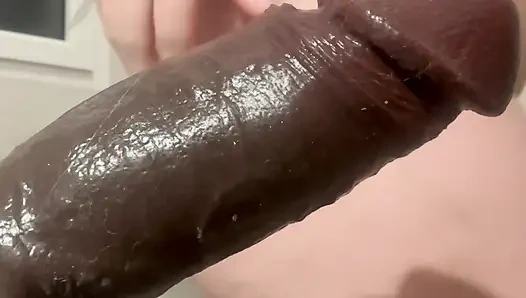 Xxl Black Dildo, Drooling and Vaginal Blowjob