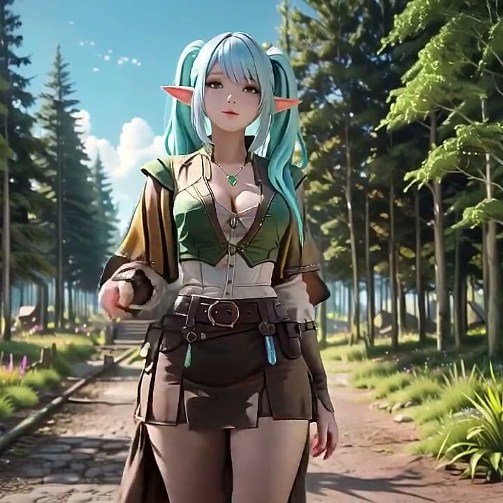 Forest Elf's Private Morning! Blue-haired Twin Tails Lounging Lazily on the Sunny Beach.
