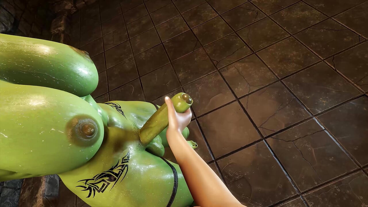 Futanari Orc BDSM Garganta Profunda Boquete.