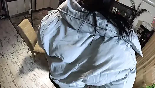 No-höschen Nach Der Arbeit - Blauer Geschwollenerjacke, Blowjob, Doggystyle & Doppel-sperma 333