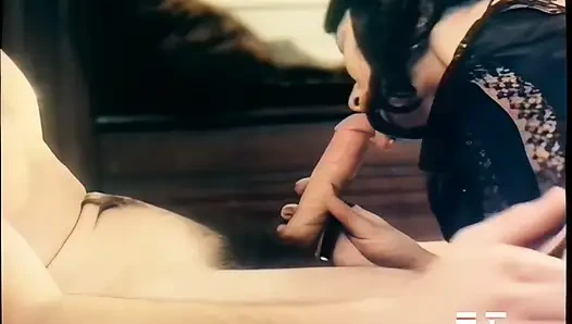 Hot Vintage Brunette Sucks a Huge Hard Cock