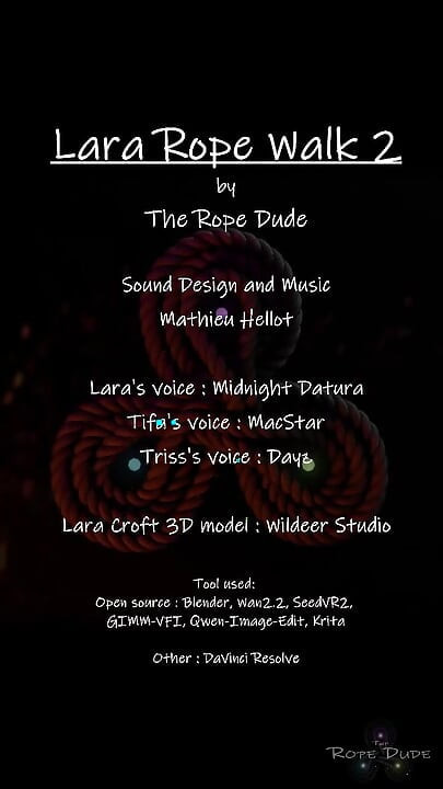 Lara Croft เดินถูกมัด ใช้นิ้วและคลําโดย Triss