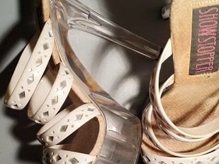 Masturbation and cumshot on transparent heels  mules