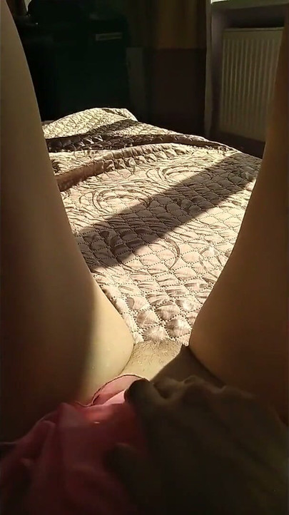 Russian Unshaven Pussy Sunbathes in the Sun and Touches Her Clitoris with Her Finger Ginnagg