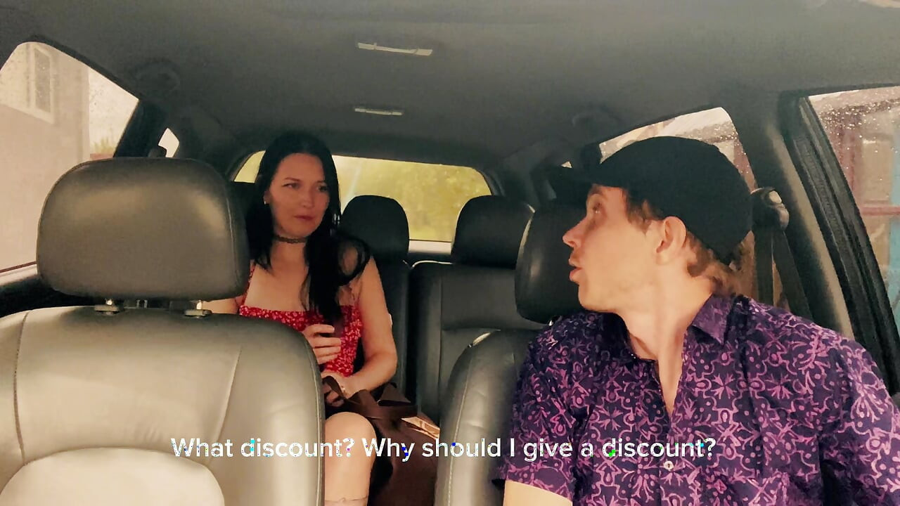 Wife cheating with a taxi driver in the car outside the house