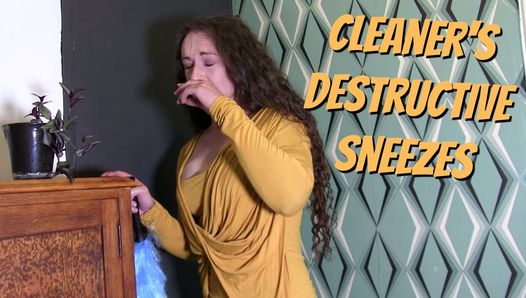 Cleaners Sneezing Destruction - full video on ClaudiaKink ManyVids!