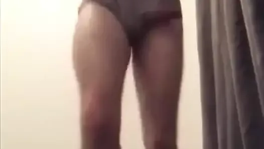 Twink has huge cumshot while trying not to trip on treadmill