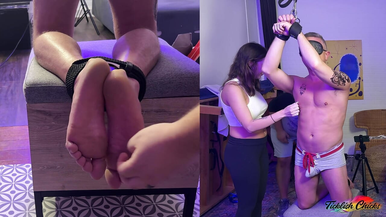 TICKLISH CHICKS - Mandy Learns Fast: Tickling Chad's Feet, Cock Tease, and Pit Worship in Bondage