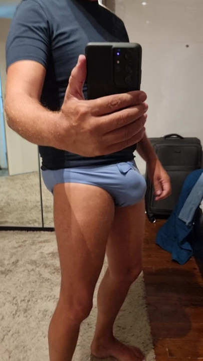 Big bulge swim suit mature men