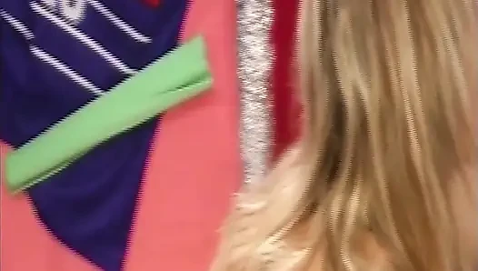 Blonde Penetrates Busty Babe with Massive Dildo