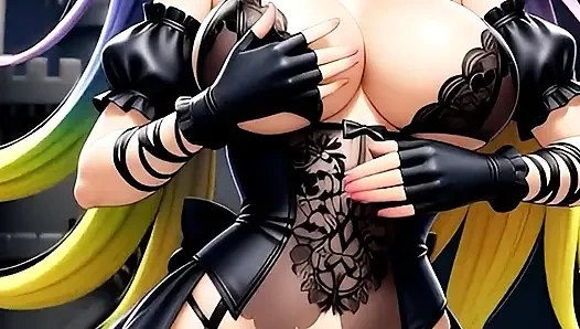 Hentai gothic girls with dyed hair showing off their big tits