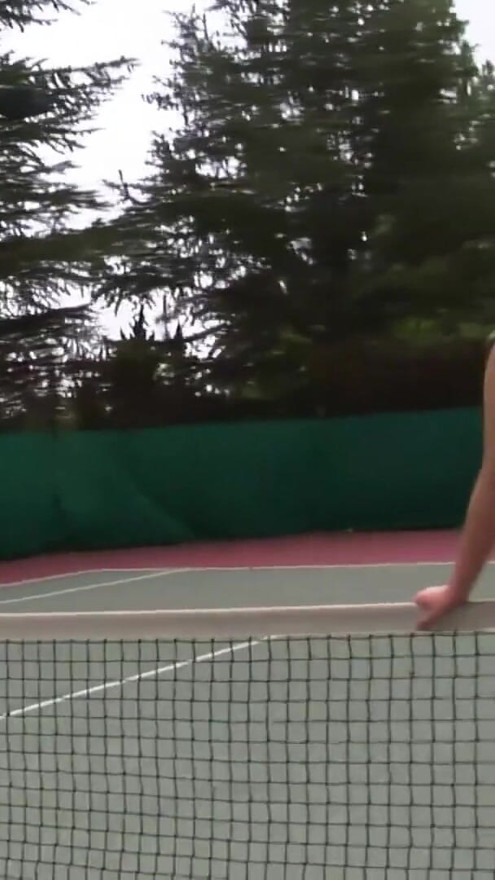 Tennis players work on their strokes by getting into a wild threesome with their coach | Clip 2