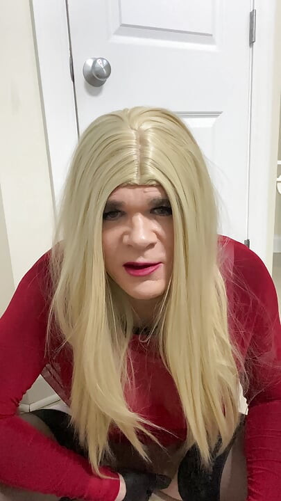 Sexy Crossdresser trans female wearing a fake toy pussy teases and talks dirty