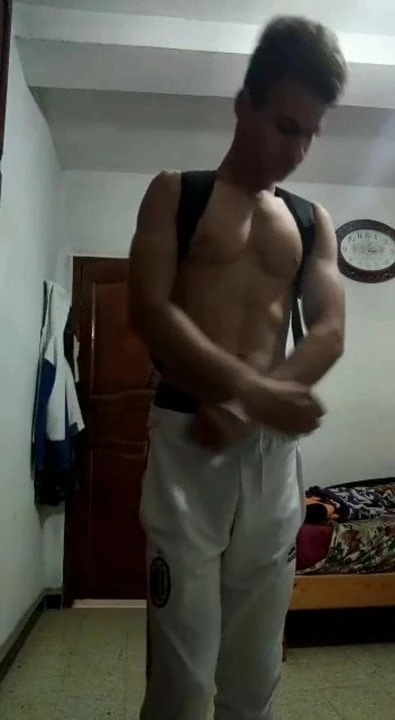 Bro flexing muscles